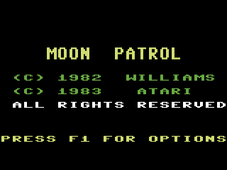 Moon Patrol title screen for Commodore 64